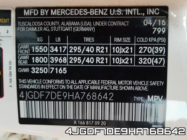 4JGDF7DE9HA768642 фото 2
