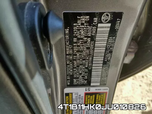 4T1B11HK0JU010826 фото 2