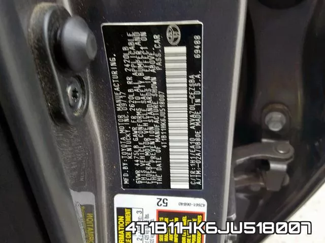 4T1B11HK6JU518007 фото 2
