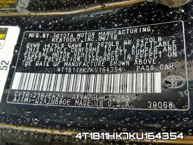 4T1B11HK7KU164354 фото 2