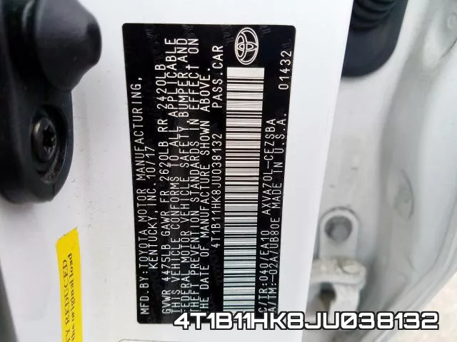 4T1B11HK8JU038132 фото 2