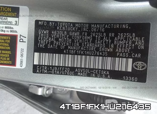 4T1BF1FK1HU276435 фото 10