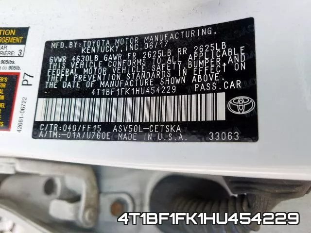 4T1BF1FK1HU454229 фото 2