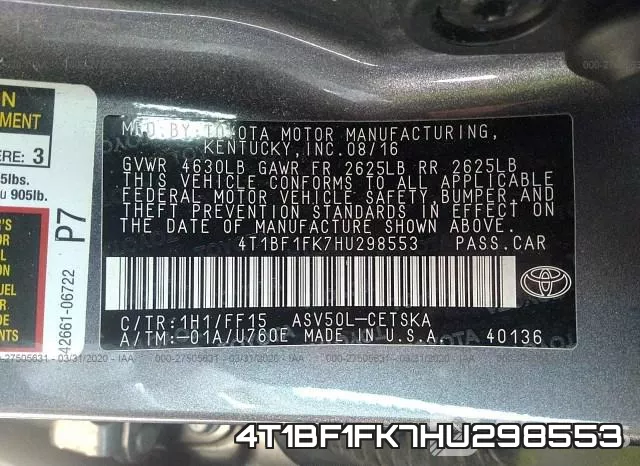 4T1BF1FK7HU298553 фото 10