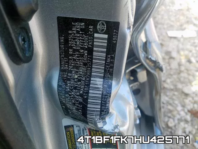 4T1BF1FK7HU425771 фото 2