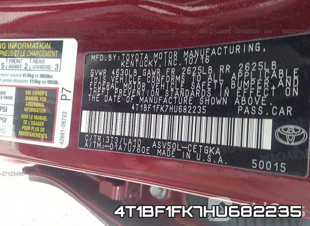 4T1BF1FK7HU682235 фото 10