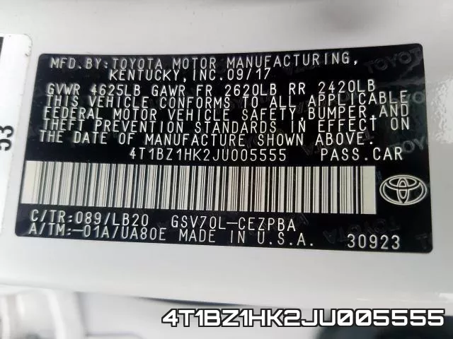 4T1BZ1HK2JU005555 фото 2