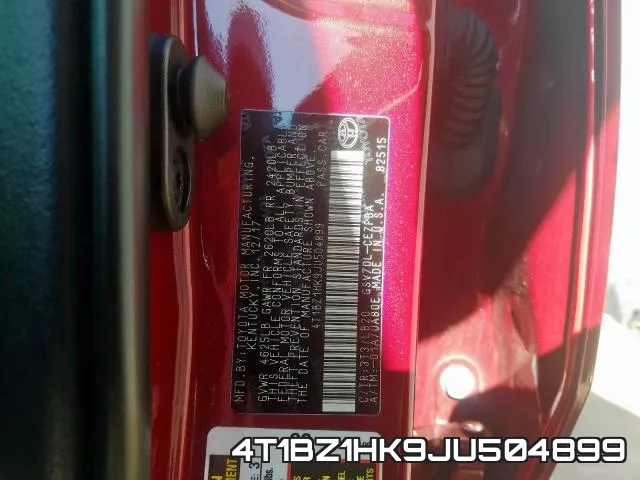 4T1BZ1HK9JU504899 фото 2