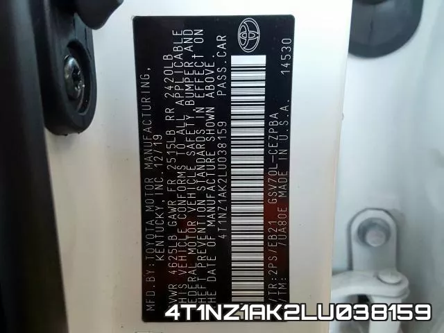 4T1NZ1AK2LU038159 фото 2