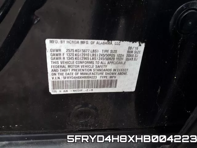 5FRYD4H8XHB004223 фото 2