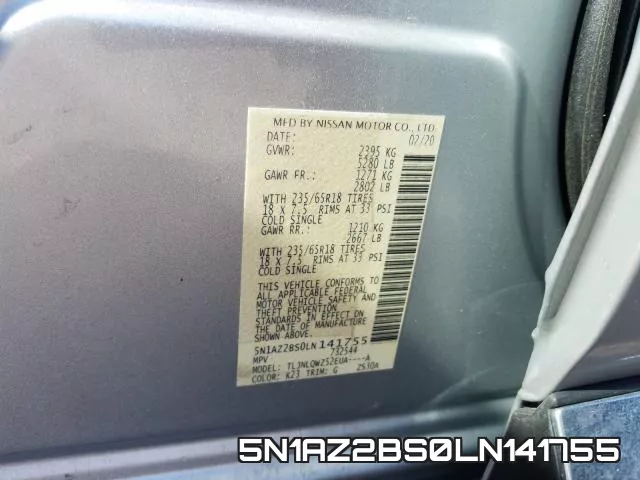 5N1AZ2BS0LN141755 фото 2