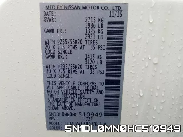5N1DL0MN0HC510949 фото 2