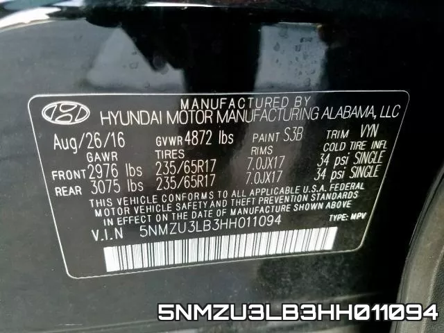 5NMZU3LB3HH011094 фото 2