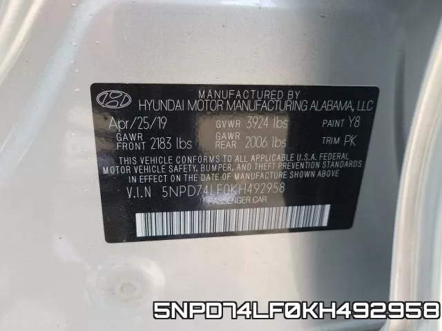 5NPD74LF0KH492958 фото 2