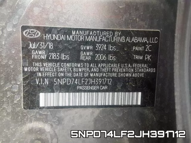 5NPD74LF2JH391712 фото 2