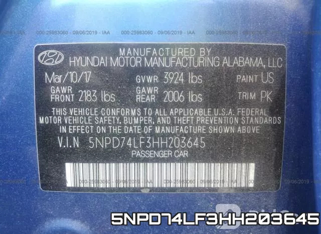 5NPD74LF3HH203645 фото 10