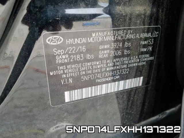 5NPD74LFXHH137322 фото 2