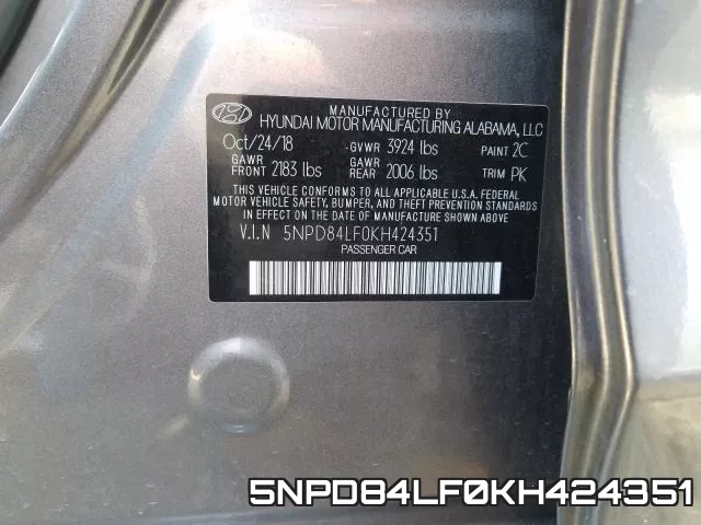 5NPD84LF0KH424351 фото 2