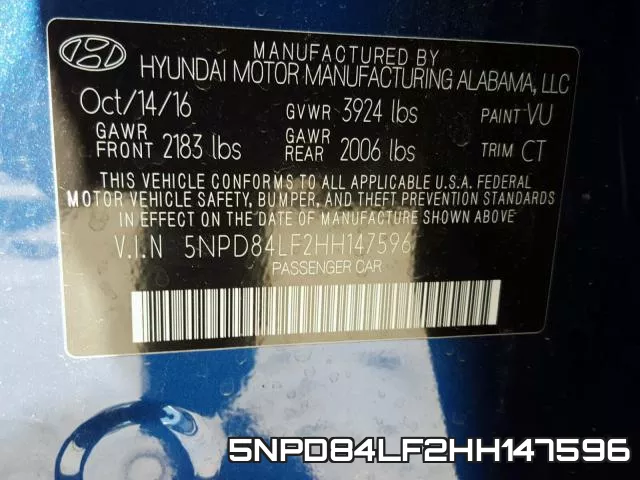 5NPD84LF2HH147596 фото 2
