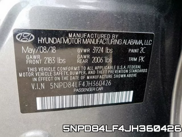5NPD84LF4JH360426 фото 2
