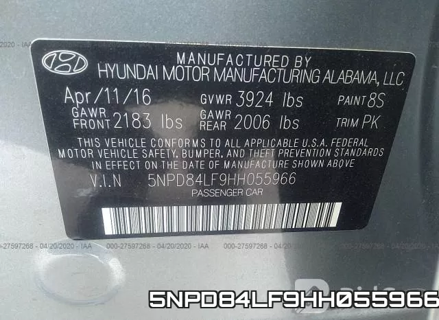 5NPD84LF9HH055966 фото 10