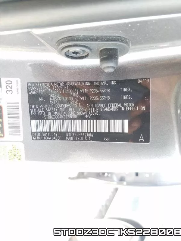5TDDZ3DC7KS228008 фото 2