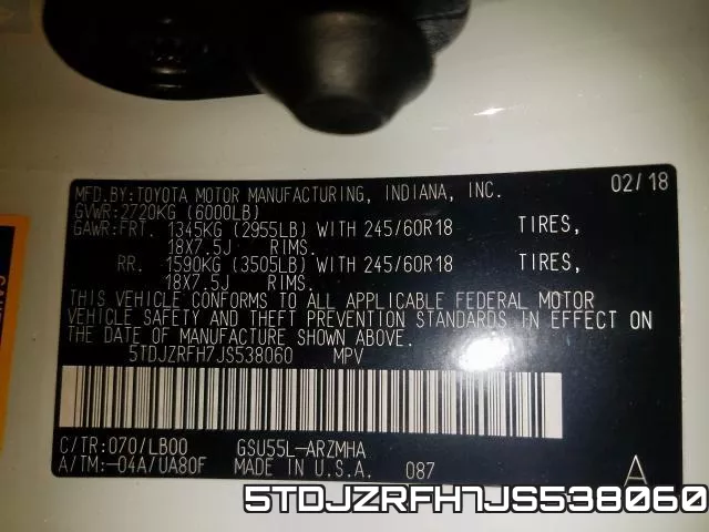 5TDJZRFH7JS538060 фото 2