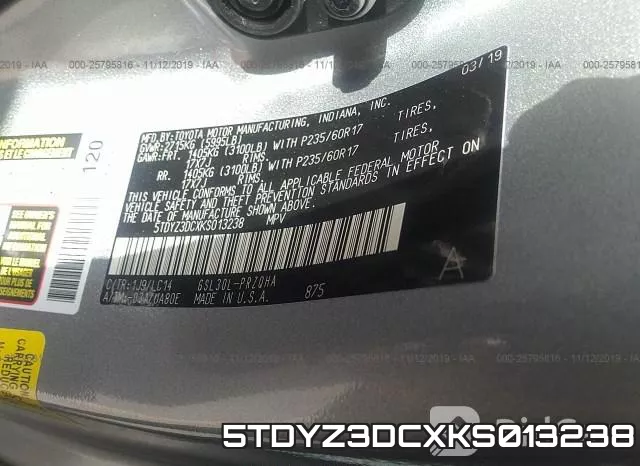 5TDYZ3DCXKS013238 фото 10