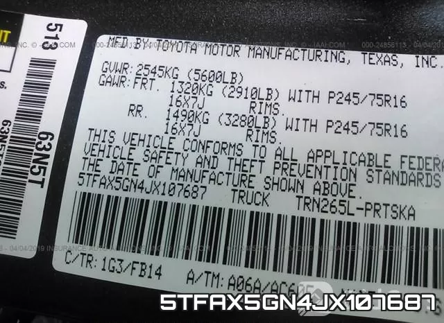 5TFAX5GN4JX107687 фото 10