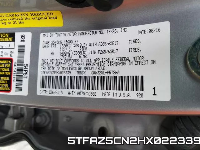 5TFAZ5CN2HX022339 фото 2