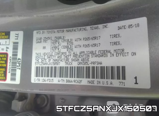 5TFCZ5ANXJX150507 фото 10