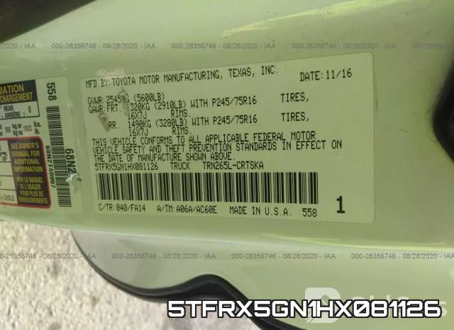 5TFRX5GN1HX081126 фото 10