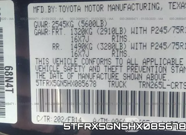 5TFRX5GN5HX085678 фото 10