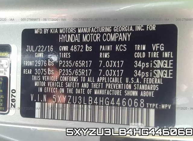 5XYZU3LB4HG446068 фото 10