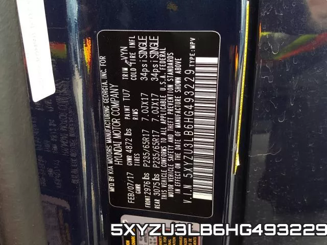 5XYZU3LB6HG493229 фото 2