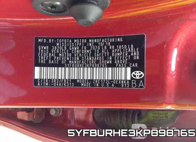 5YFBURHE3KP898765 фото 10