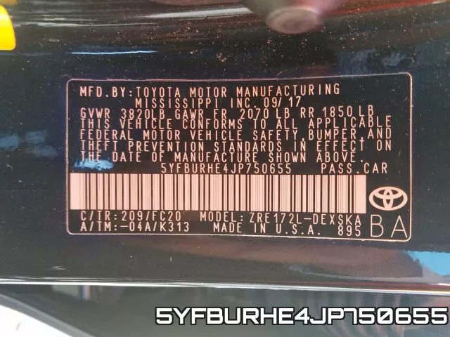 5YFBURHE4JP750655 фото 2