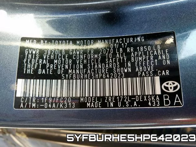 5YFBURHE5HP642023 фото 2