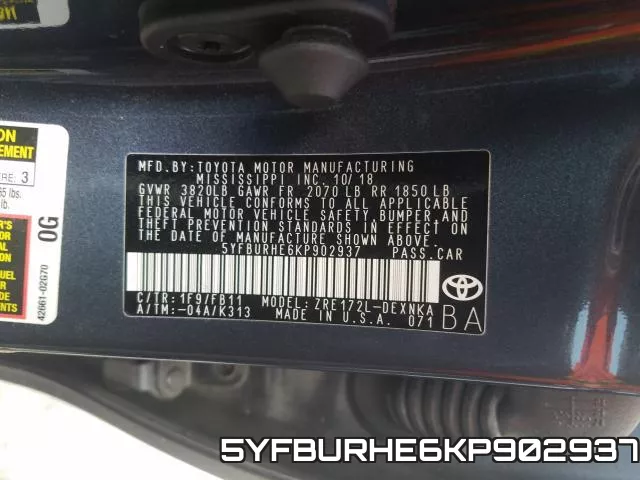 5YFBURHE6KP902937 фото 2