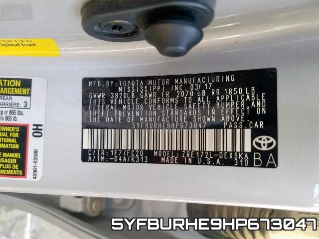 5YFBURHE9HP673047 фото 2