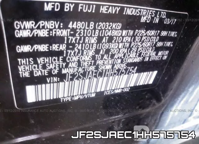 JF2SJAEC1HH575754 фото 10