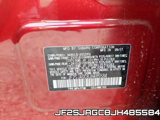 JF2SJAGC8JH485584 фото 2