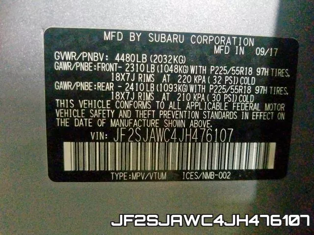 JF2SJAWC4JH476107 фото 2