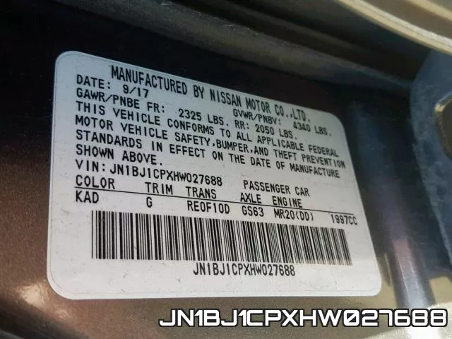 JN1BJ1CPXHW027688 фото 2