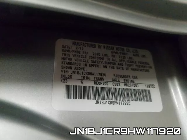 JN1BJ1CR9HW117920 фото 2