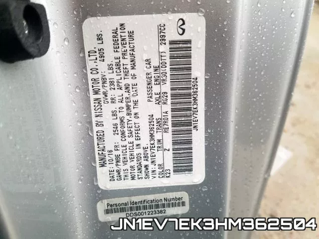 JN1EV7EK3HM362504 фото 2
