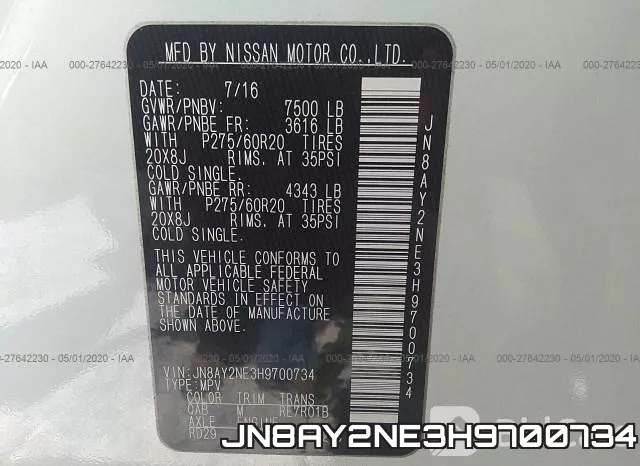 JN8AY2NE3H9700734 фото 10