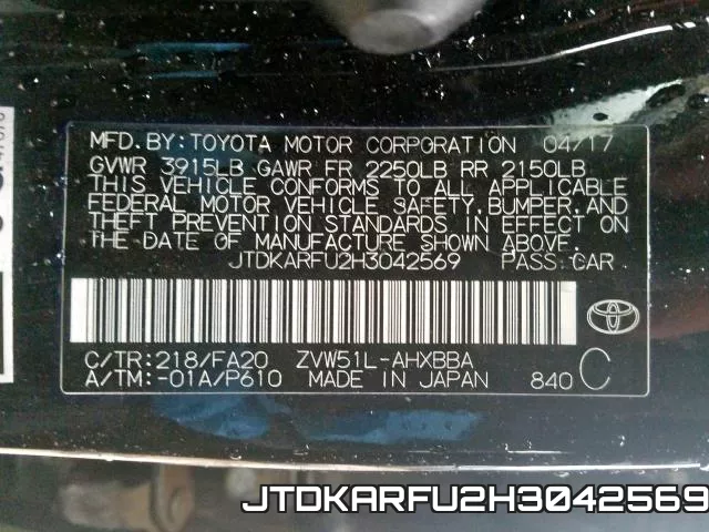 JTDKARFU2H3042569 фото 2