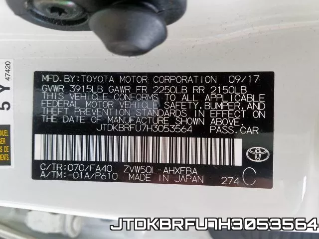 JTDKBRFU7H3053564 фото 2