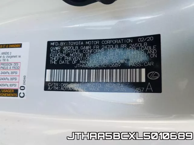 JTHAA5BCXL5010689 фото 2